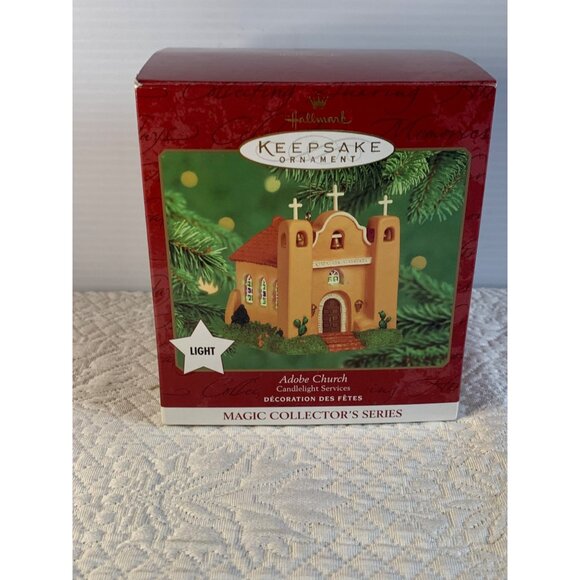 Hallmark Adobe Church Candlelight Services Magic Light keepsake ornament with bo - Picture 4 of 13
